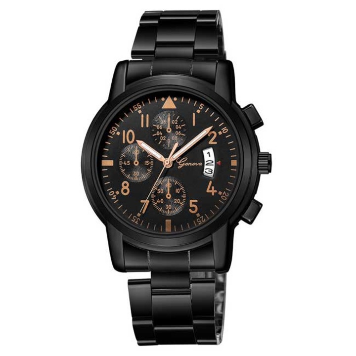 Ceas Unisex Quartz Geneva Casual Elegant Negru, CP99532NU, curea din metal (zale), afisaj analog