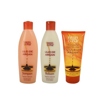 Pachet pentru ingrijirea parului cu ulei de argan, Sampon 250ml, Balsam 250ml si Tratament 200ml Pachet pentru ingrijirea parului cu ulei de argan, Sampon 250ml, Balsam 250ml si Tratament 200ml