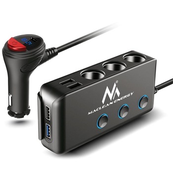 Incarcator Auto MCE218, cu 3 porturi bricheta auto 120W, 4 USB, incarcator auto cu USB tip C 18W, voltmetru Incarcator Auto MCE218, cu 3 porturi bricheta auto 120W, 4 USB, incarcator auto cu USB tip C 18W, voltmetru