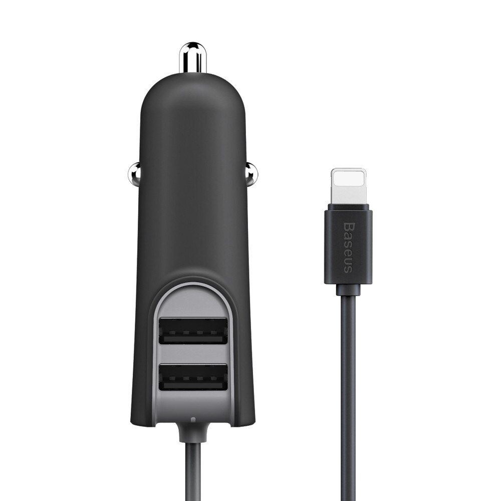 Incarcator auto Baseus Energy, cablu lightning + 2 porturi USB, 5.5 A, negru