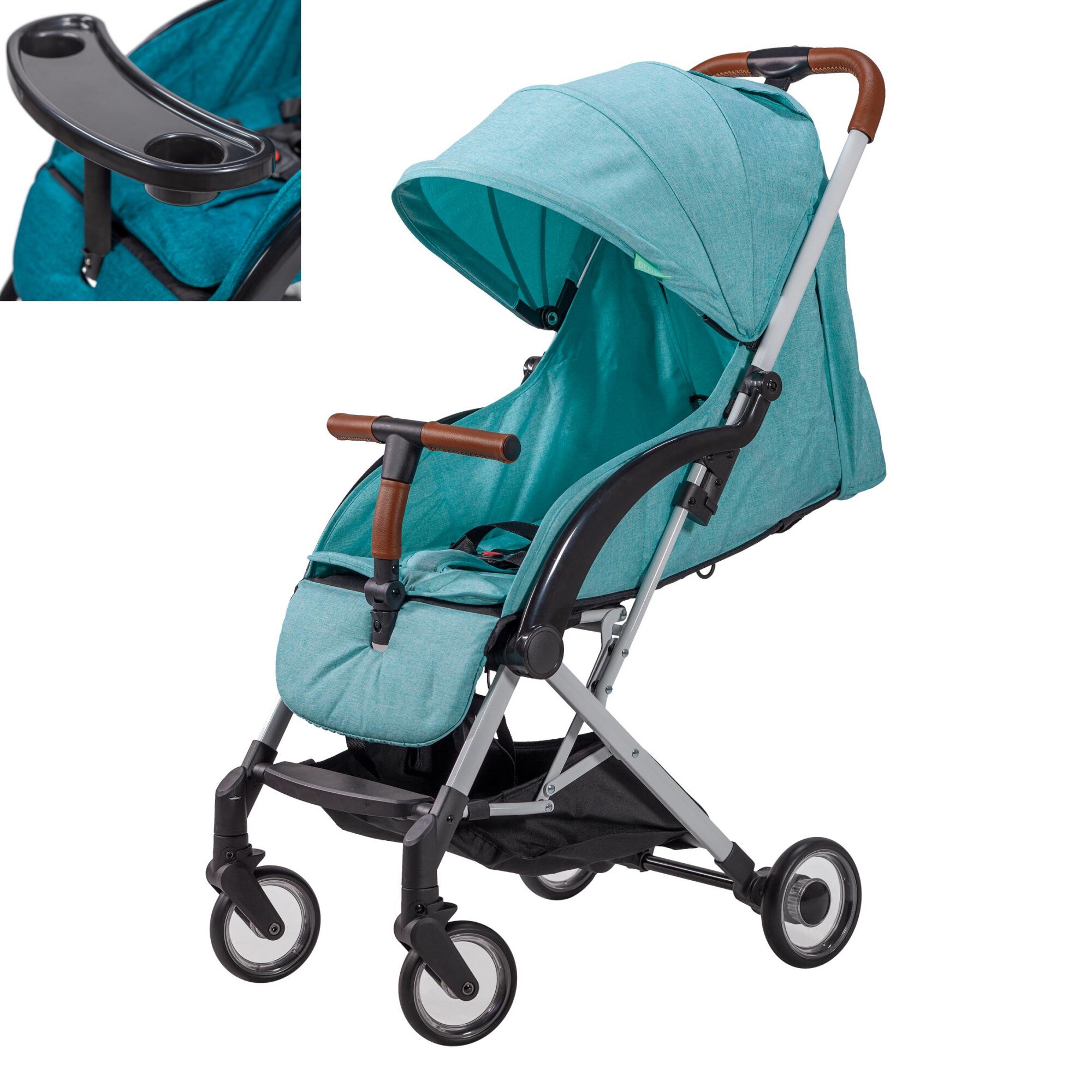 Carucior compact BEBUMI Sport Air 0-4 ani Food Tray Albastru/Green Blue