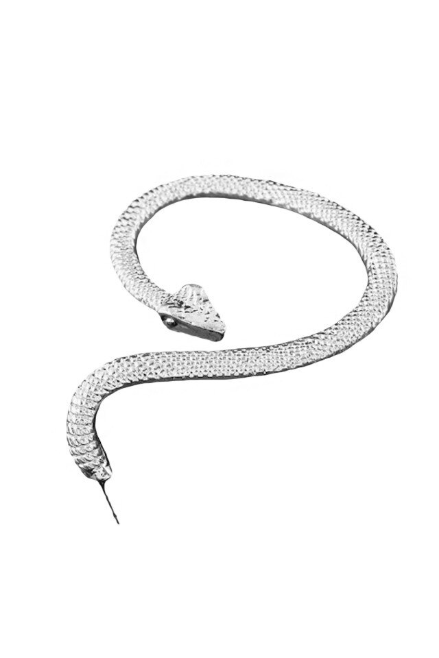 Cercel ear cuff, model sarpe piton, prindere dubla pe ureche, Argintiu, Urechea stanga