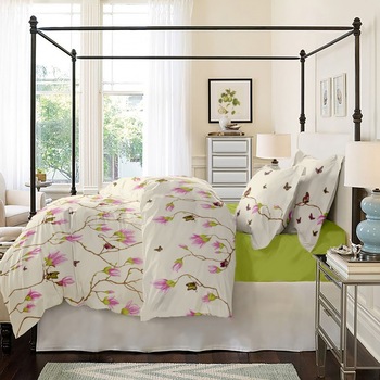 Lenjerie de pat Dormisete bumbac 100%, Magnolia Butterfly Rose pentru pat 2 persoane, 4 piese, 200x220 / 50x70, cearceaf pat uni Verde Lime Lenjerie de pat Dormisete bumbac 100%, Magnolia Butterfly Rose pentru pat 2 persoane, 4 piese, 200x220 / 50x70, cearceaf pat uni Verde Lime
