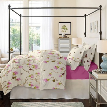 Lenjerie de pat Dormisete bumbac 100%, Magnolia Butterfly Rose pentru pat 2 persoane, 4 piese, 180x215 / 50x70, cearceaf pat uni Roz Rosebloom Lenjerie de pat Dormisete bumbac 100%, Magnolia Butterfly Rose pentru pat 2 persoane, 4 piese, 180x215 / 50x70, cearceaf pat uni Roz Rosebloom