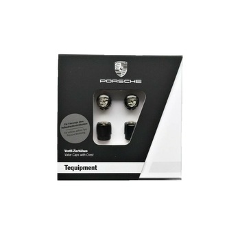 Set Capacele Ventil,Porsche, Argintiu/Negru Set Capacele Ventil,Porsche, Argintiu/Negru
