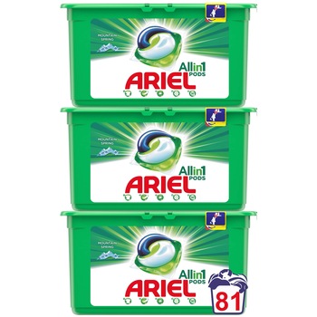 Detergent capsule Ariel All in One PODS Mountain Spring, 81 spalari Detergent capsule Ariel All in One PODS Mountain Spring, 81 spalari