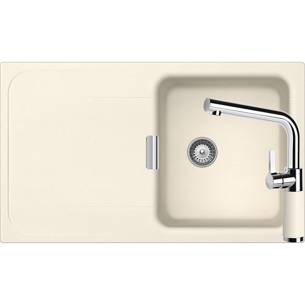 Kit chiuveta Schock Wembley D-100 860 x 510 mm si baterie Schock SC-540 Magnolia Cristadur