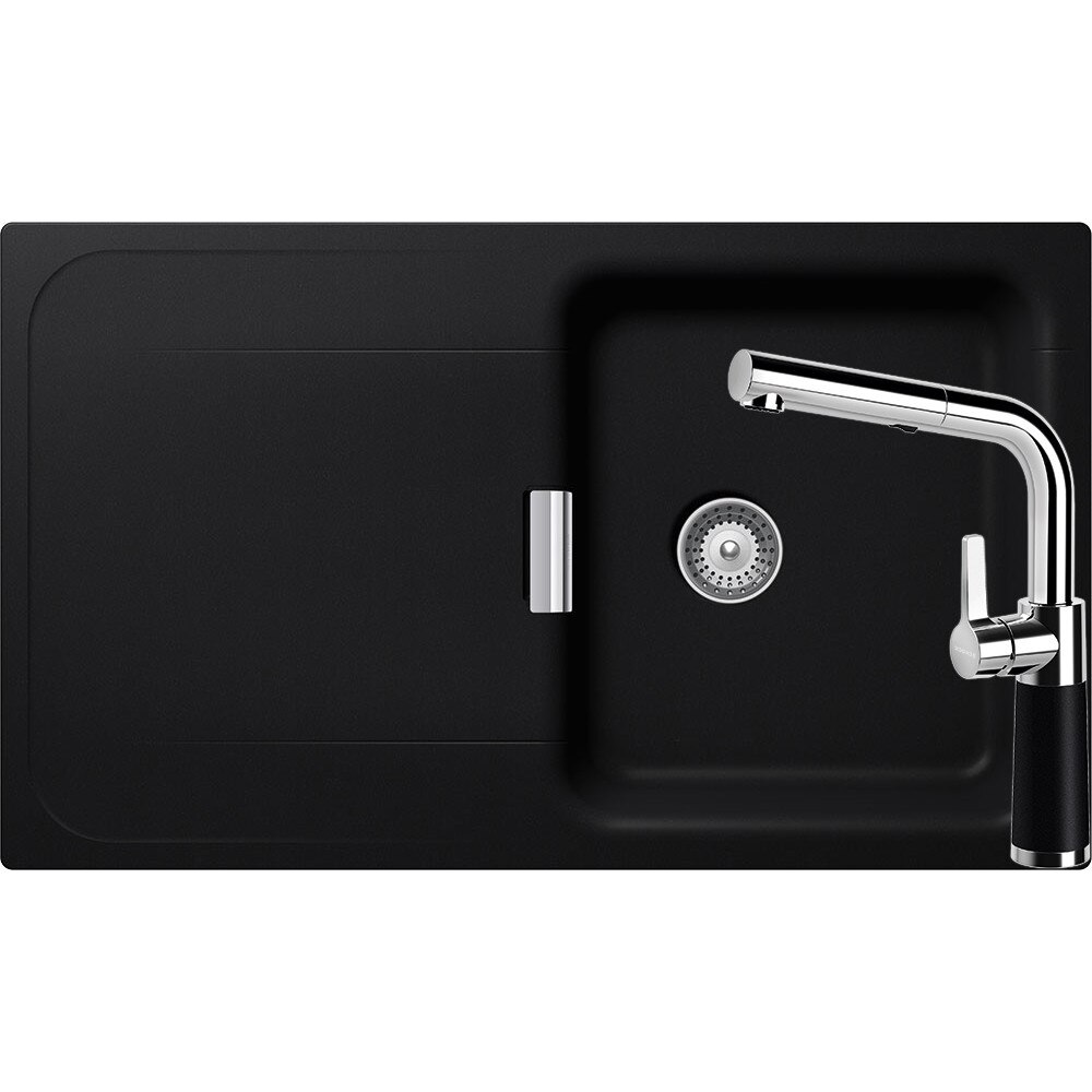 Kit chiuveta Schock Wembley D-100 860 x 510 mm si baterie Schock SC-540 cu Dus Extractibil Puro Cristadur