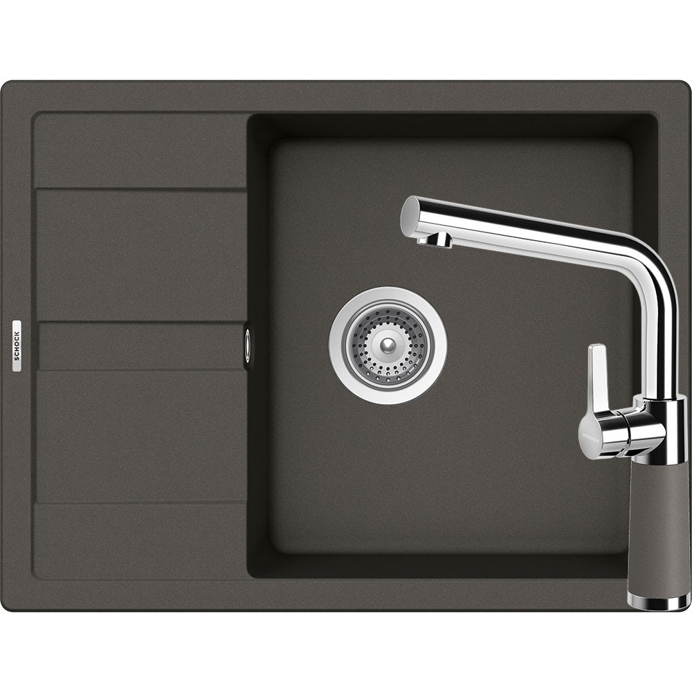 Kit chiuveta Schock Ronda D-100L 650 x 500 mm si baterie Schock SC-540 Asphalt Cristalite