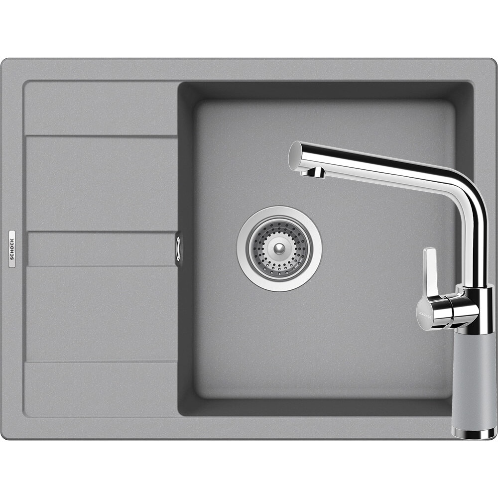 Kit chiuveta Schock Ronda D-100L 650 x 500 mm si baterie Schock SC-540 Croma Cristalite