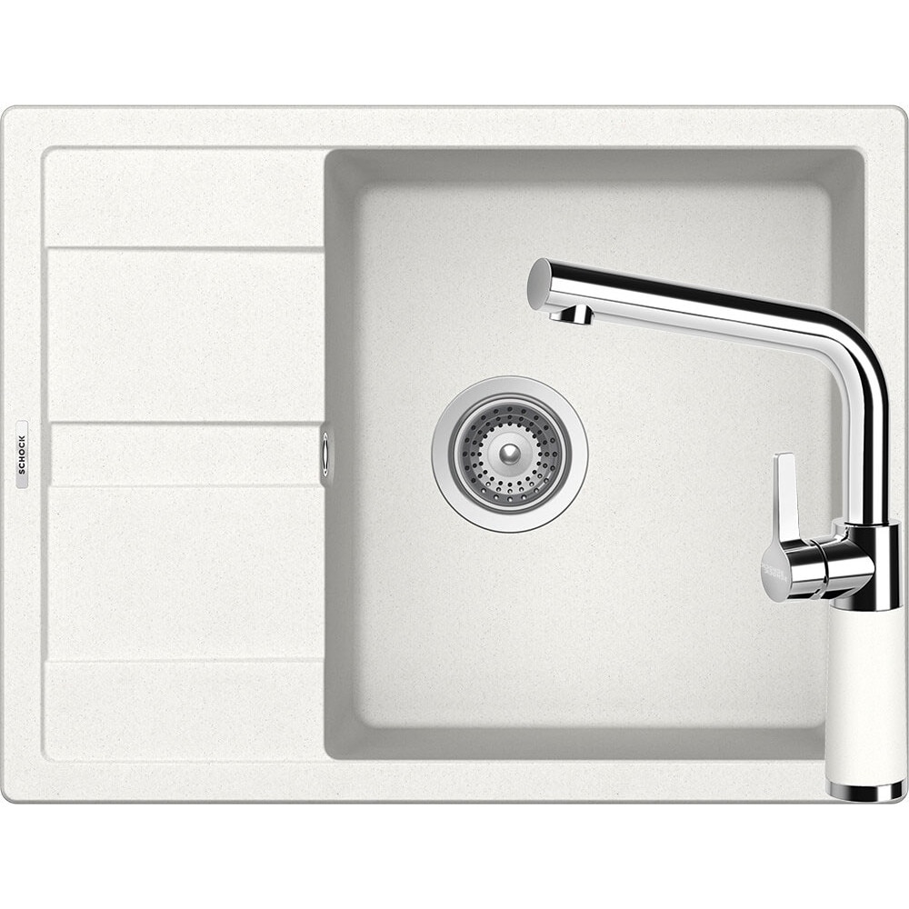 Kit chiuveta Schock Ronda D-100L 650 x 500 mm si baterie Schock SC-540 Alpina Cristalite