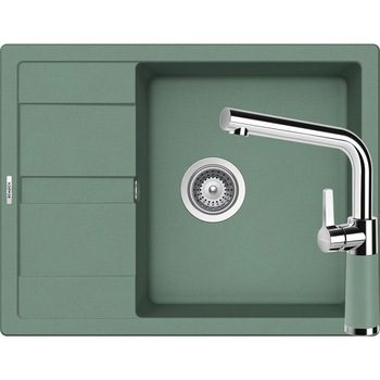 Kit chiuveta Schock Ronda D-100L 650 x 500 mm si baterie Schock SC-540 Sage Cristalite Kit chiuveta Schock Ronda D-100L 650 x 500 mm si baterie Schock SC-540 Sage Cristalite