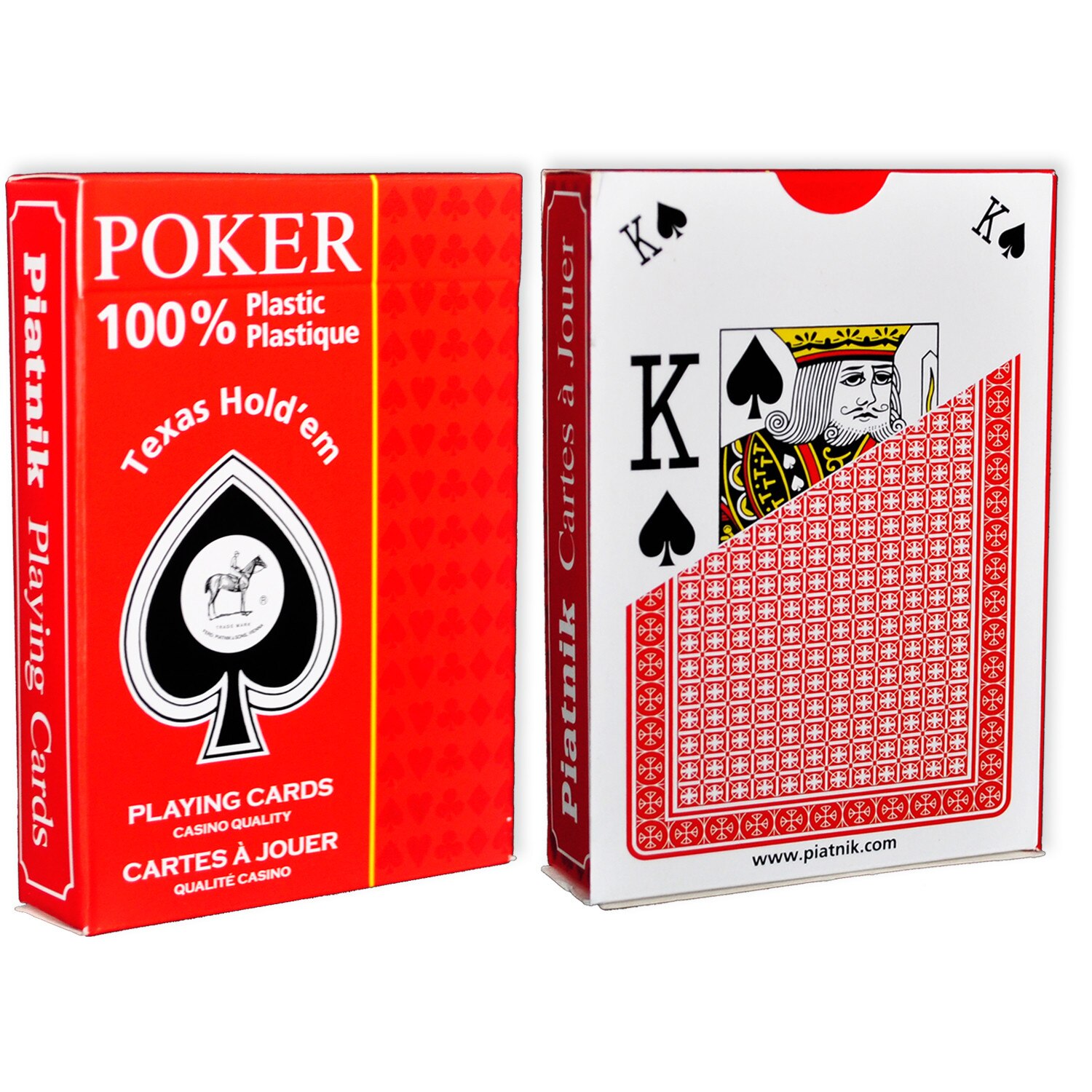 Illustrate plastic Rather Carti de joc poker Texas Hold'em, profesionale, Piatnik (Austria), 100%  plastic, index mare + peek index, culoare spate rosu - eMAG.ro