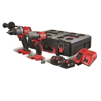 Set de doua masini cu acumulatori 5.0 Ah, model M18 FPP2E2-502P (M18FPD2,M18FMTIWF12,Cutie transport PACKOUT3), Milwaukee Set de doua masini cu acumulatori 5.0 Ah, model M18 FPP2E2-502P (M18FPD2,M18FMTIWF12,Cutie transport PACKOUT3), Milwaukee