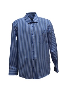Camasa barbateasca cu design de dungi, D&J Exclusive, Albastru marin Camasa barbateasca cu design de dungi, D&J Exclusive, Albastru marin