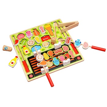 Joc lemn 2 in 1 puzzle incastru si de sortat alimente Barbecue Joc lemn 2 in 1 puzzle incastru si de sortat alimente Barbecue