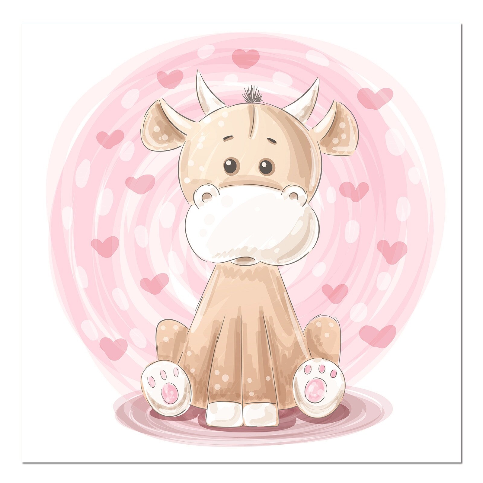 Tablou canvas, produs DekoStore, pentru camera copiilor, inramat pe cadru de lemn, print HD, Cute cow, 30x30 cm