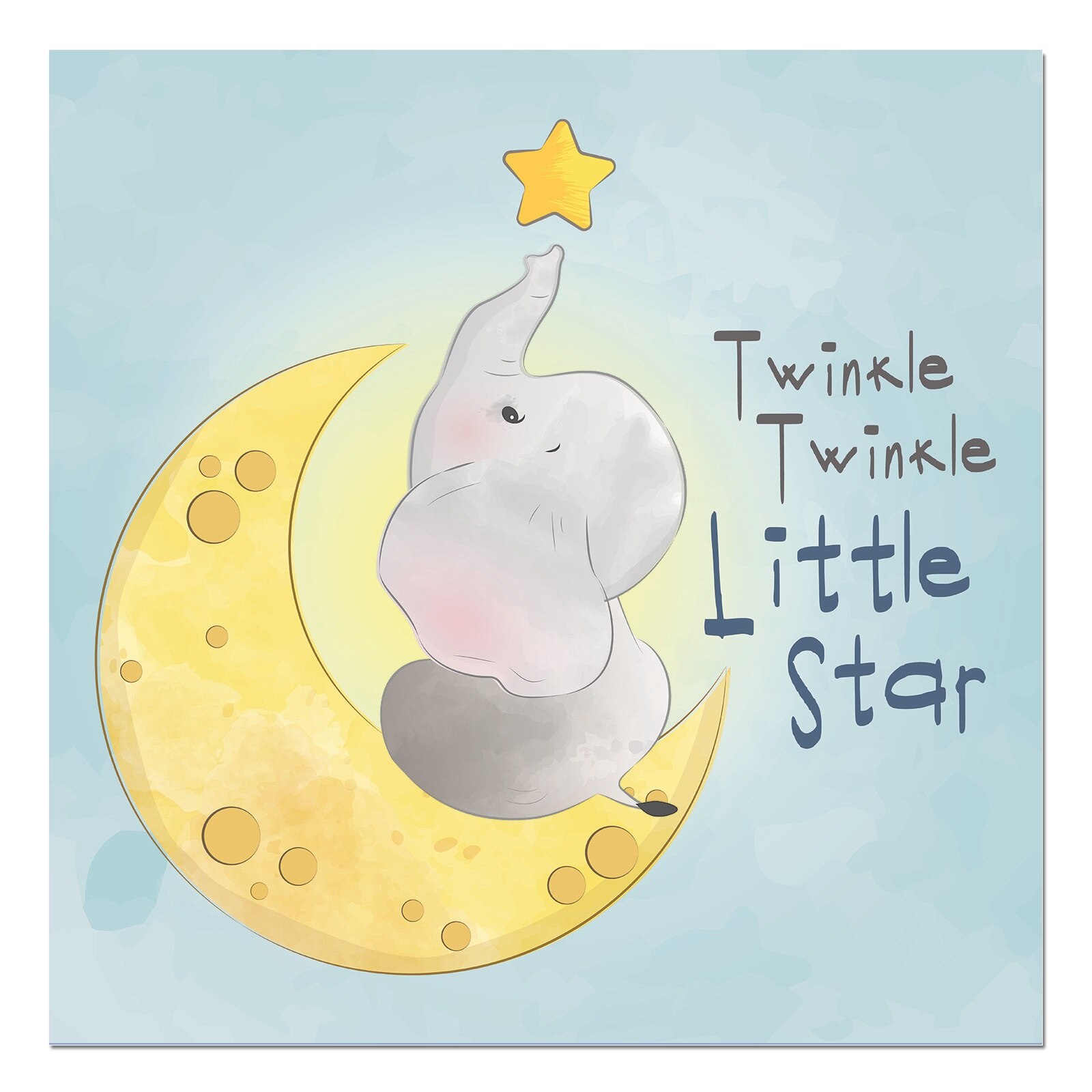 Tablou canvas, produs DekoStore, pentru camera copiilor, inramat pe cadru de lemn, print HD, Twinkle Twinkle Little Star, 40x40 cm