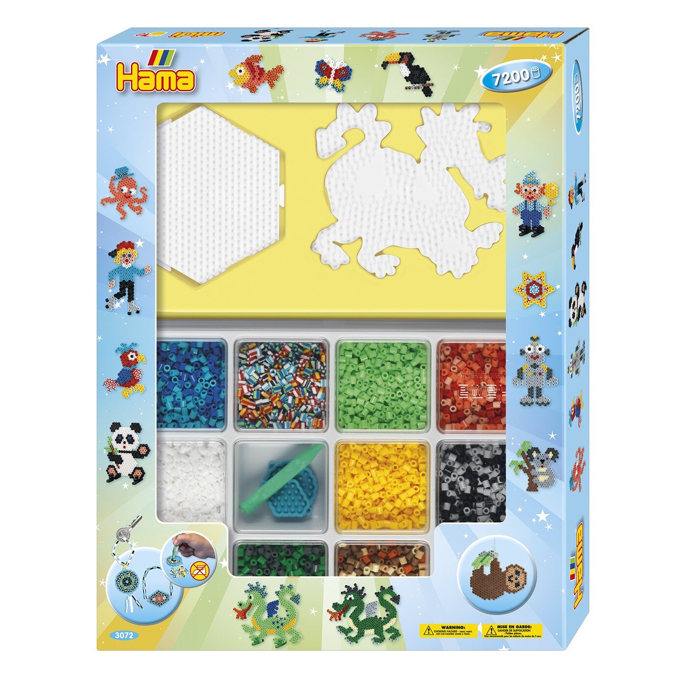 Margele de calcat HAMA MIDI IMAGINATIA BAIETILOR - 7200 margele + 4 plansete in cutie