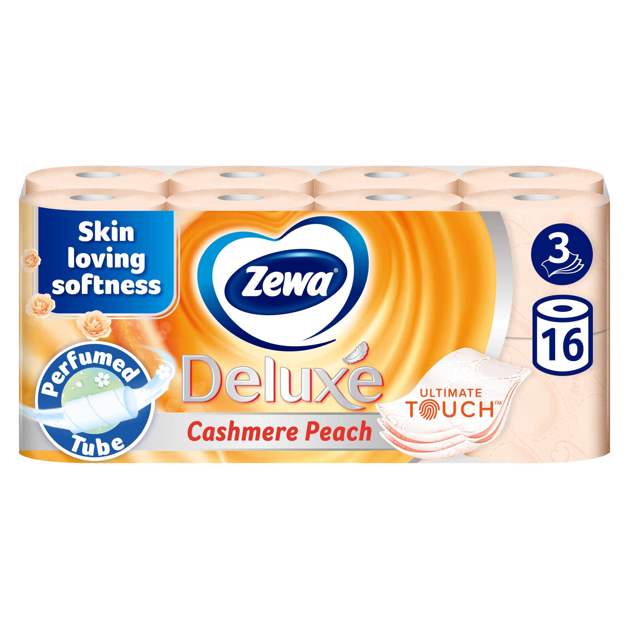 HARICCHI Premium Rich Plus ×3 Hartie igienica Zewa Deluxe Cashmere Peach, 3 straturi, 16 role