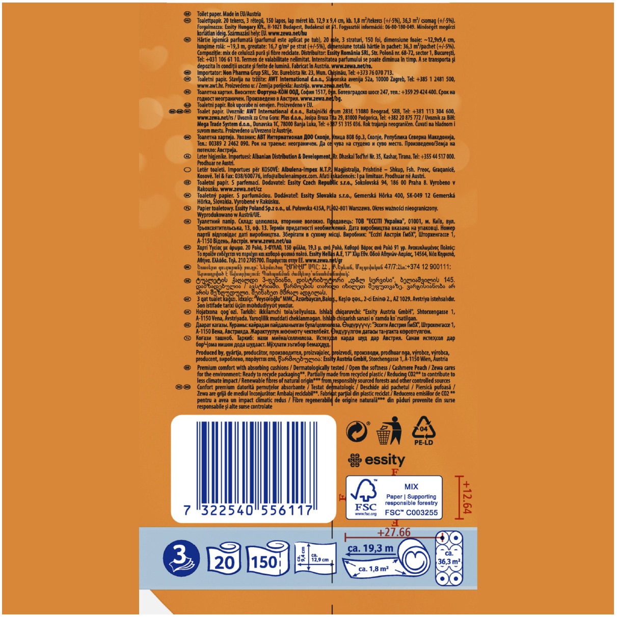 Pachet Hartie igienica Zewa Deluxe Cashmere Peach 3 straturi