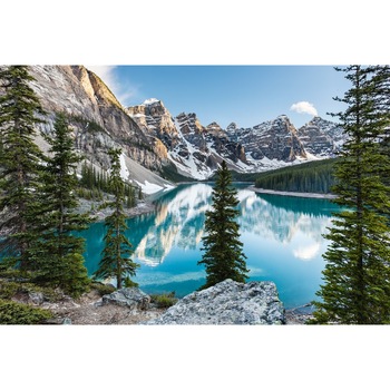 Fototapet de perete autoadeziv si lavabil Lacul din muntele cu zapada 200 x 135 cm Fototapet de perete autoadeziv si lavabil Lacul din muntele cu zapada 200 x 135 cm