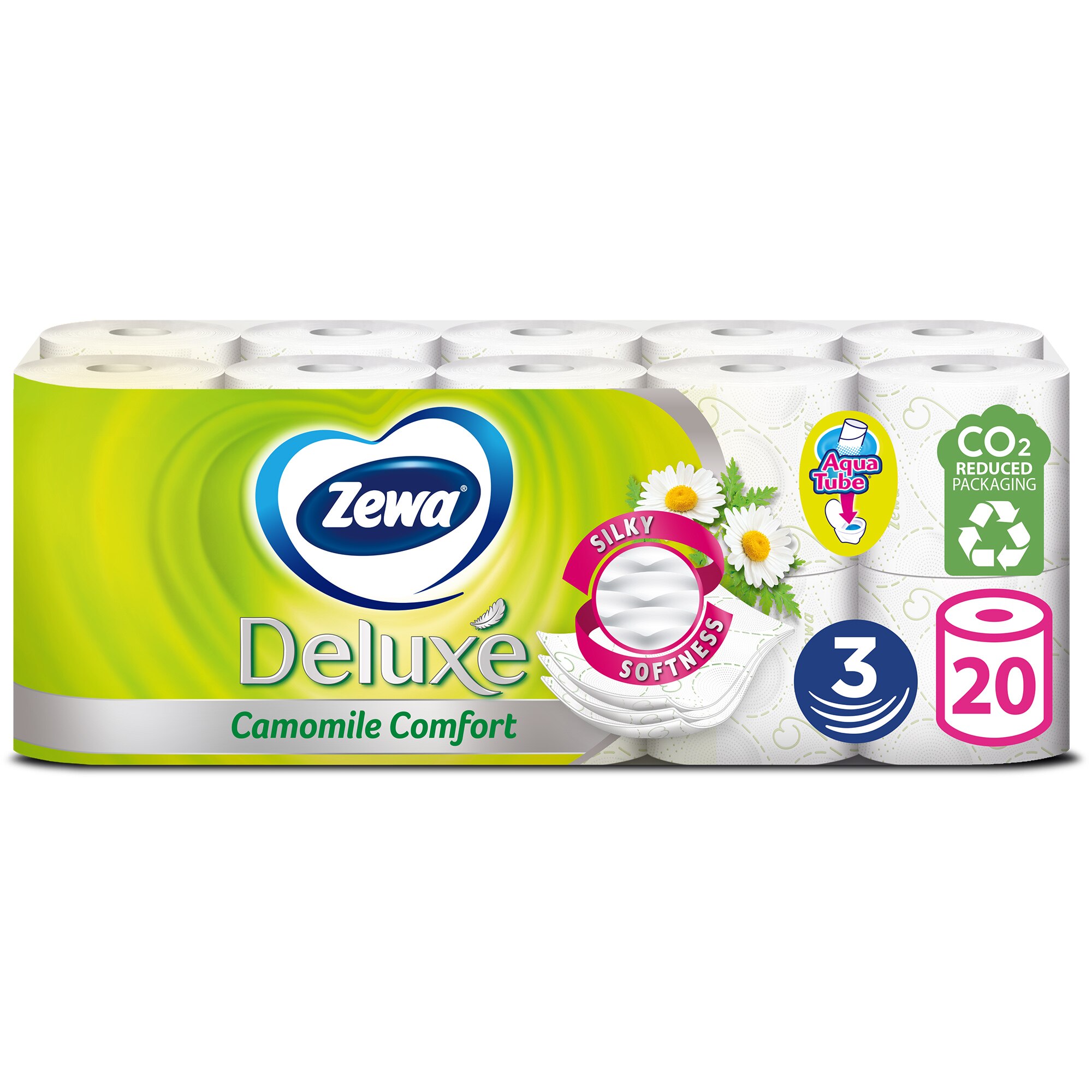 Hartie igienica Zewa Deluxe Camomile Comfort, 3 straturi, 20 role