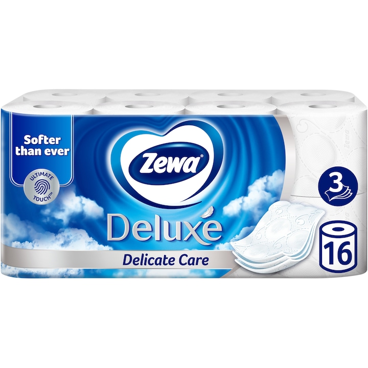 Hartie igienica Zewa Deluxe Delicate Care, 3 straturi, 16 role