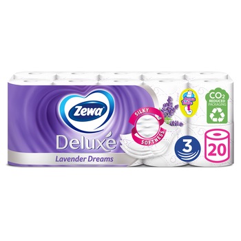 Hartie igienica Zewa Deluxe Lavender Dreams, 3 straturi, 20 role Hartie igienica Zewa Deluxe Lavender Dreams, 3 straturi, 20 role