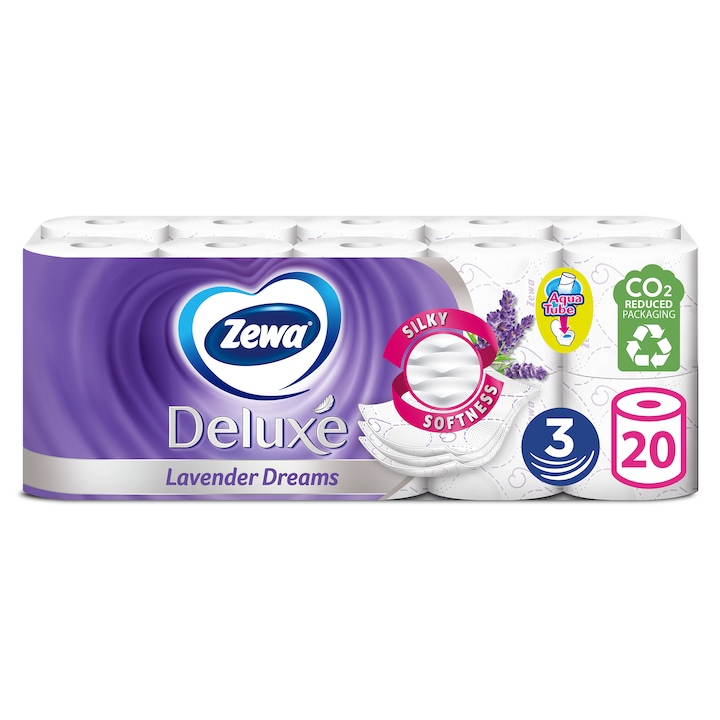 Promóciós csomag: 2 x Zewa Deluxe 3 rétegű toalettpapír, Lavender Dreams, 20 tekercs