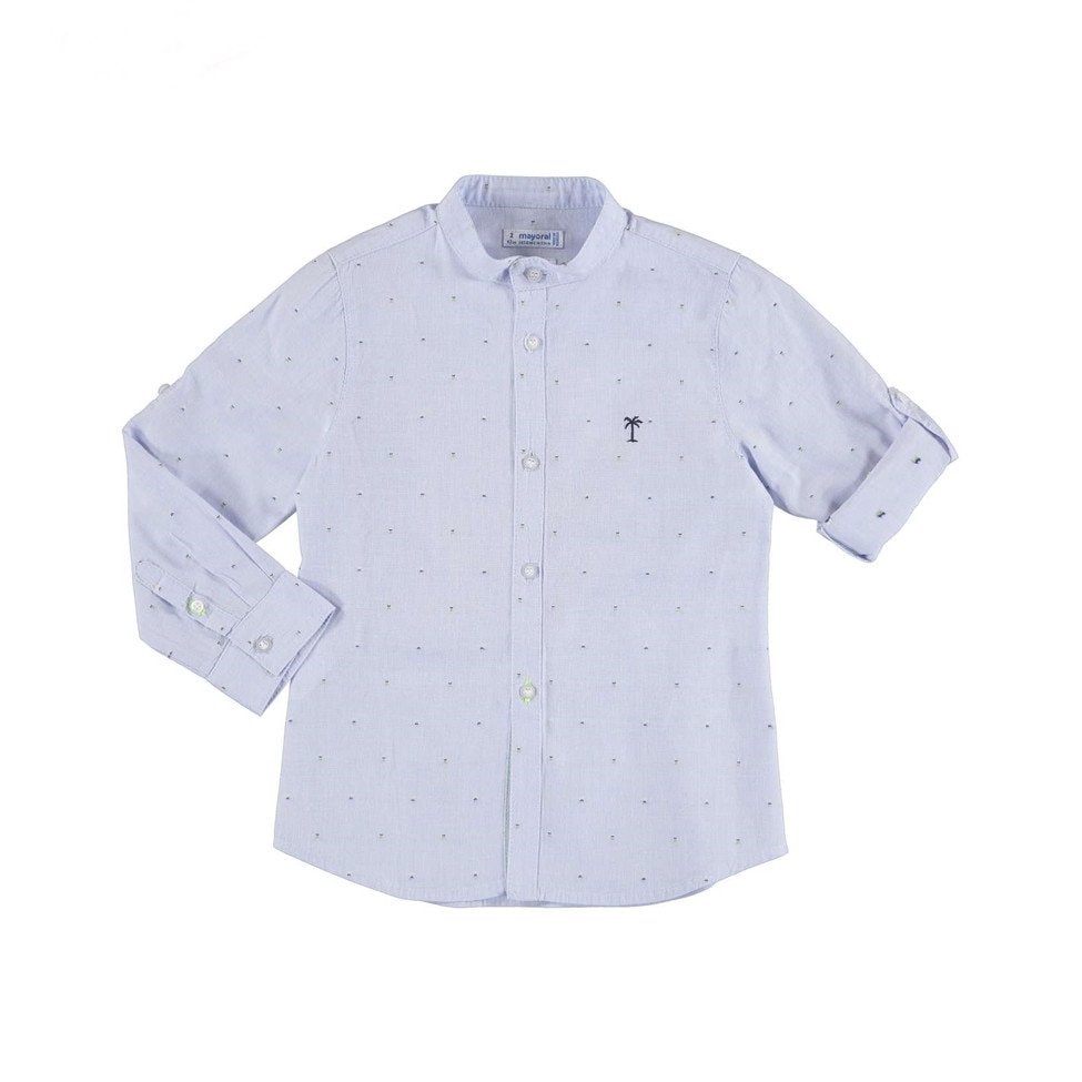 Camasa Mayoral cu maneca lunga si guler tip tunica pentru baiat, Bleu