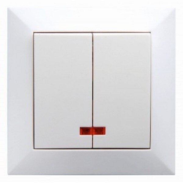 Intrerupator Dublu, Led, Alb
