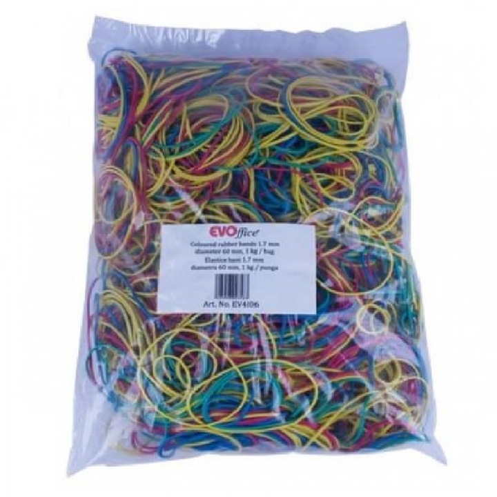 Rugalmas szalagok EVOffice Money számára, 1 kg/Bax, 60 mm, különböző színekben