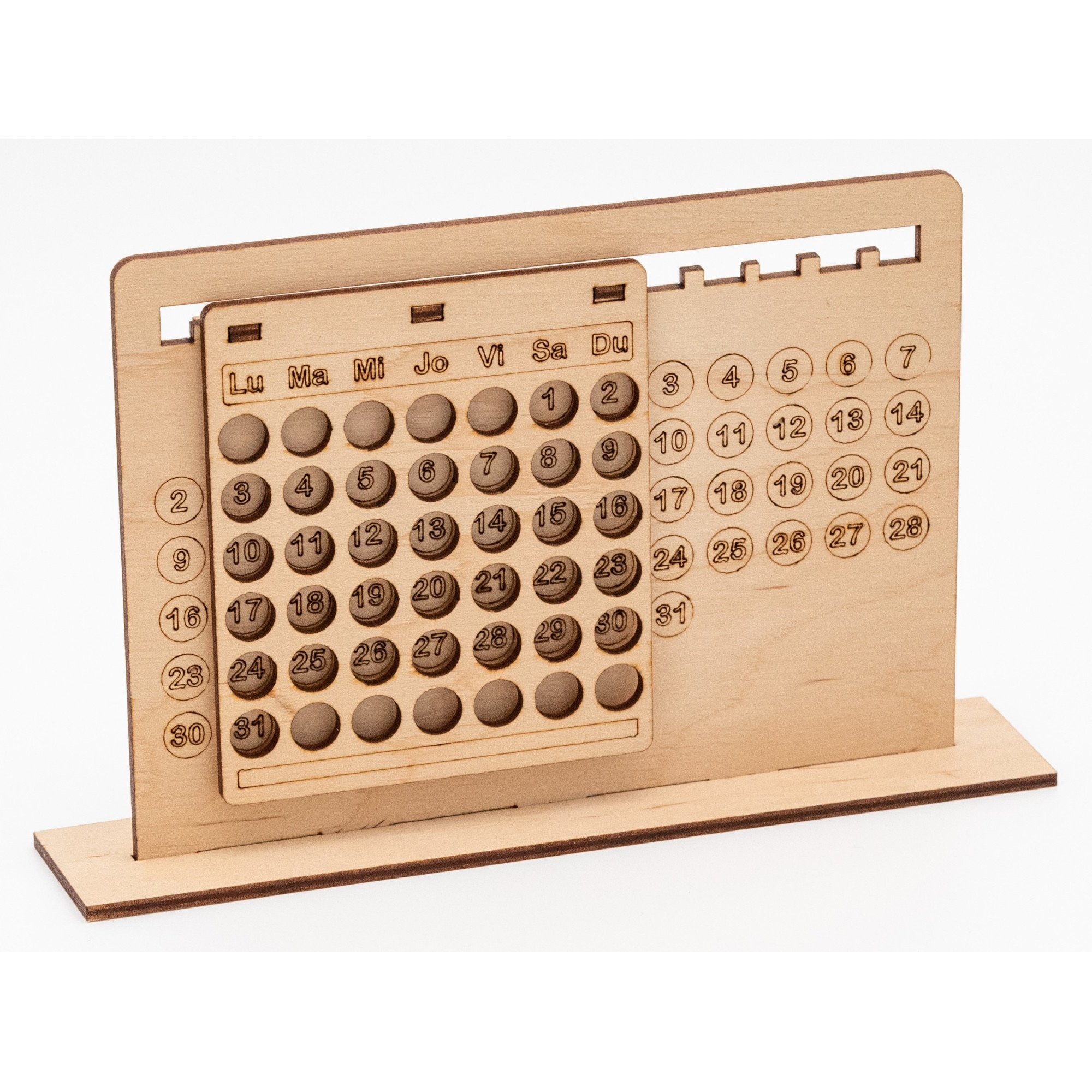 Calendar din lemn perpetuu, personalizat prin gravare, multianual 20x4x12.5 cm