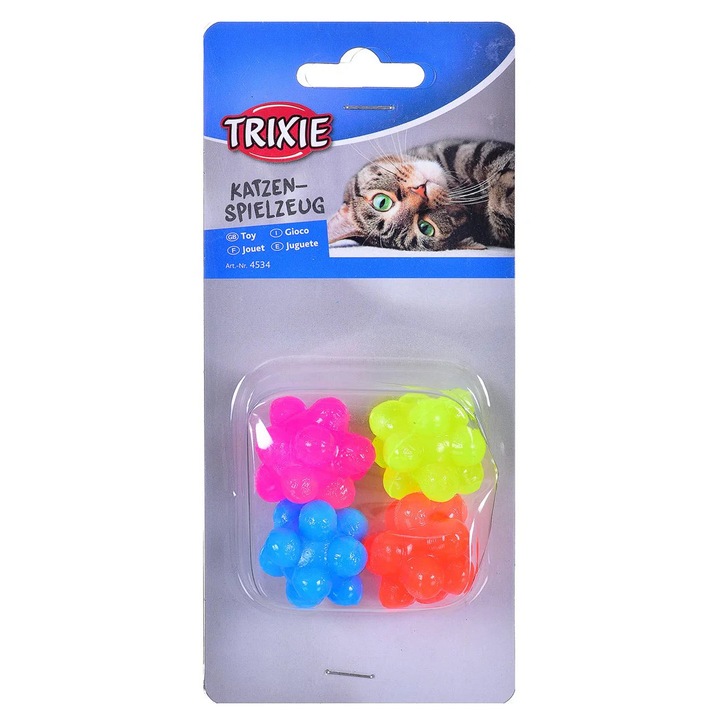 Jucarie Trixie minge cauciuc pentru pisica 4 buc X 3.5 cm 4534