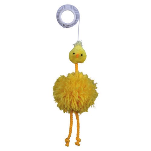 Jucarie Trixie pui pe banda elastica cu sunet pentru pisici 20 cm 45561