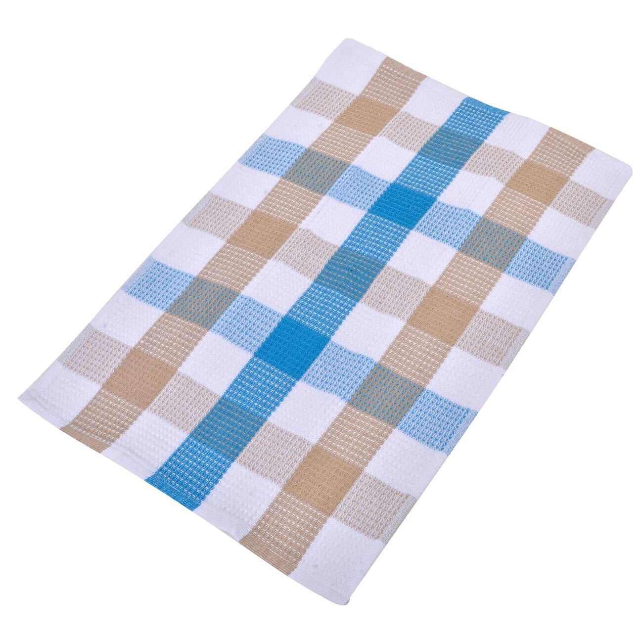 Prosop de bucatarie, Zola®, alb cu dungilite albastre/bej, 40x60 cm