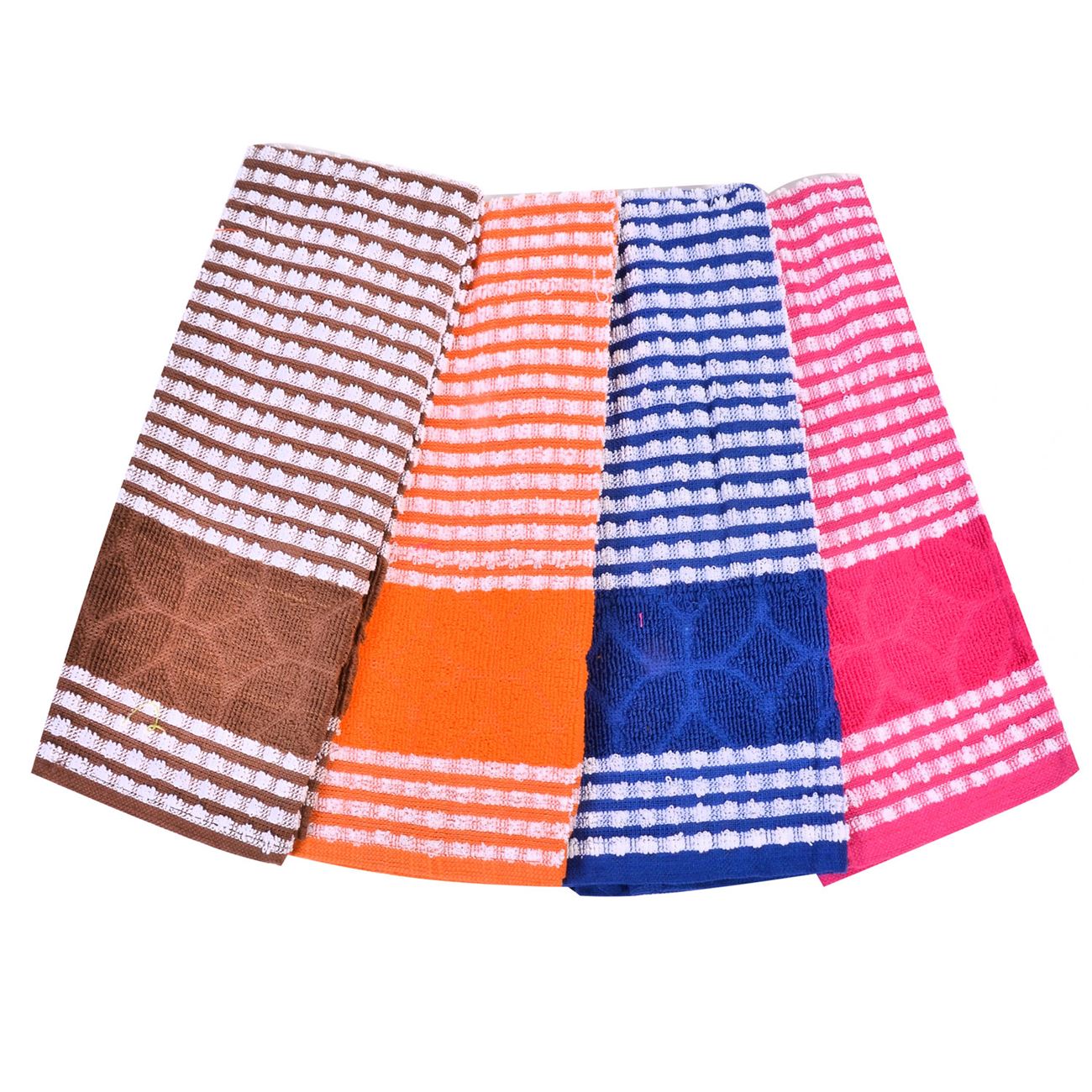 Set 4 prosope de bucatarie, Zola®, maro-portocaliu-albastru-roz, 33x58 cm