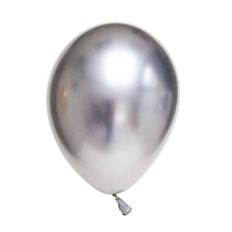Baloane latex 33 cm Silver- Shiny (Chrome), Gemar 120.89, set 10 buc