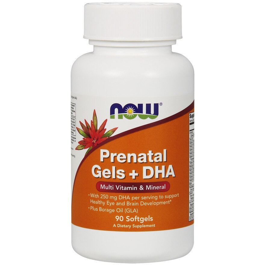 Supliment alimentar Prenatal Gels + DHA, NOW foods, 90 gelule