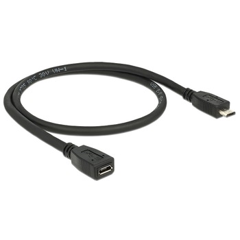 Cablu prelungitor micro USB 2.0 tip B T-M 0.5m, Delock 83567 Cablu prelungitor micro USB 2.0 tip B T-M 0.5m, Delock 83567