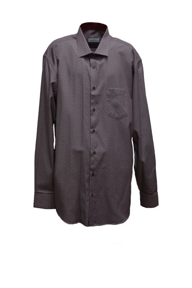 Camasa barbateasca slim cu maneca lunga, Imprimeu cu buline, D&J Exclusive, Visiniu