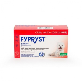 Pachet promo- 3 pipete antiparazitare FYPRYST pentru caine, 2-10 kg Pachet promo- 3 pipete antiparazitare FYPRYST pentru caine, 2-10 kg