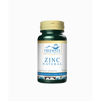 Zinc Natural, 90 capsule, Freeways, Supliment natural ce sustine functionarea normala a sistemului imunitar Zinc Natural, 90 capsule, Freeways, Supliment natural ce sustine functionarea normala a sistemului imunitar