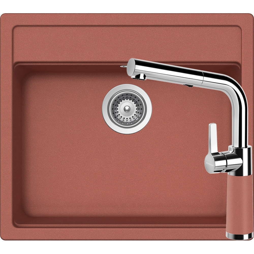 Kit chiuveta Schock Nemo N-100 570 x 510 mm si baterie Schock SC-540 cu Dus Extractibil Canyon Cristalite