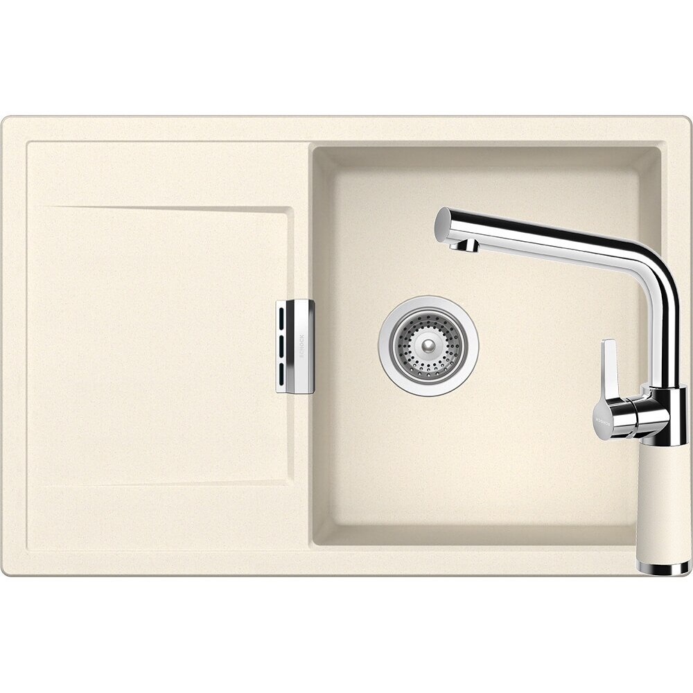 Kit chiuveta Schock Mono D-100 765 x 510 mm si baterie Schock SC-540 Magnolia Cristadur