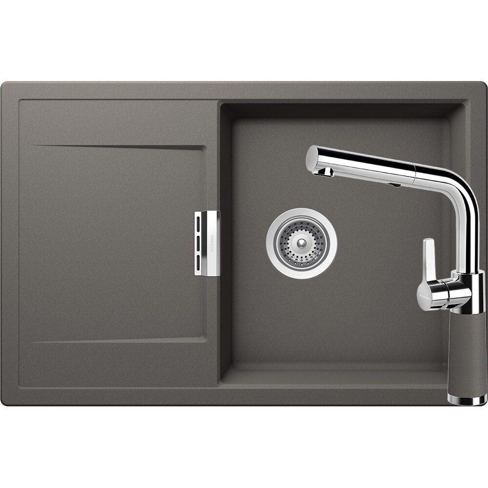 Kit chiuveta Schock Mono D-100 765 x 510 mm si baterie Schock SC-540 cu Dus Extractibil Silverstone Cristadur