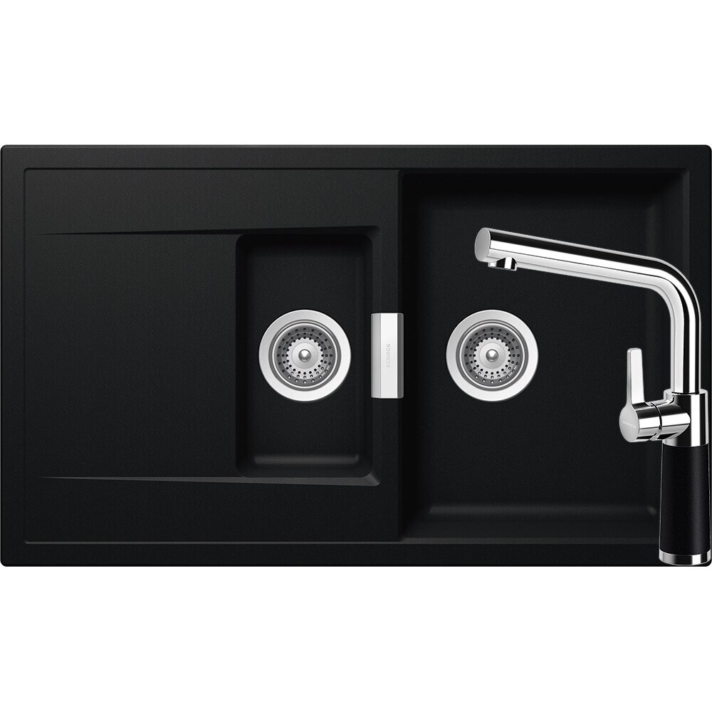 Kit chiuveta Schock Mono D-150 860 x 510 mm si baterie Schock SC-540 Puro Cristadur