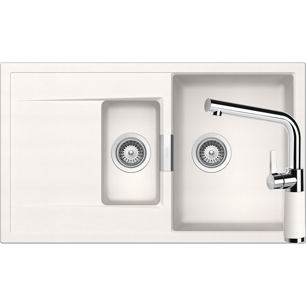 Kit chiuveta Schock Mono D-150 860 x 510 mm si baterie Schock SC-540 Polaris Cristadur