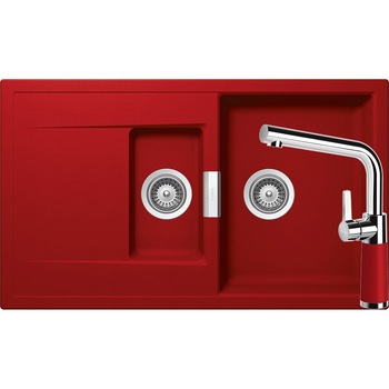 Kit chiuveta Schock Mono D-150 860 x 510 mm si baterie Schock SC-540 Rosu Cristadur Kit chiuveta Schock Mono D-150 860 x 510 mm si baterie Schock SC-540 Rosu Cristadur